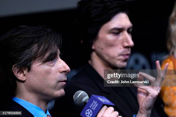 Noah Baumbach and Adam Driver speak during the film discussion of "Marriage Story" during the press conference at Walter Reade Theater on October 04,...