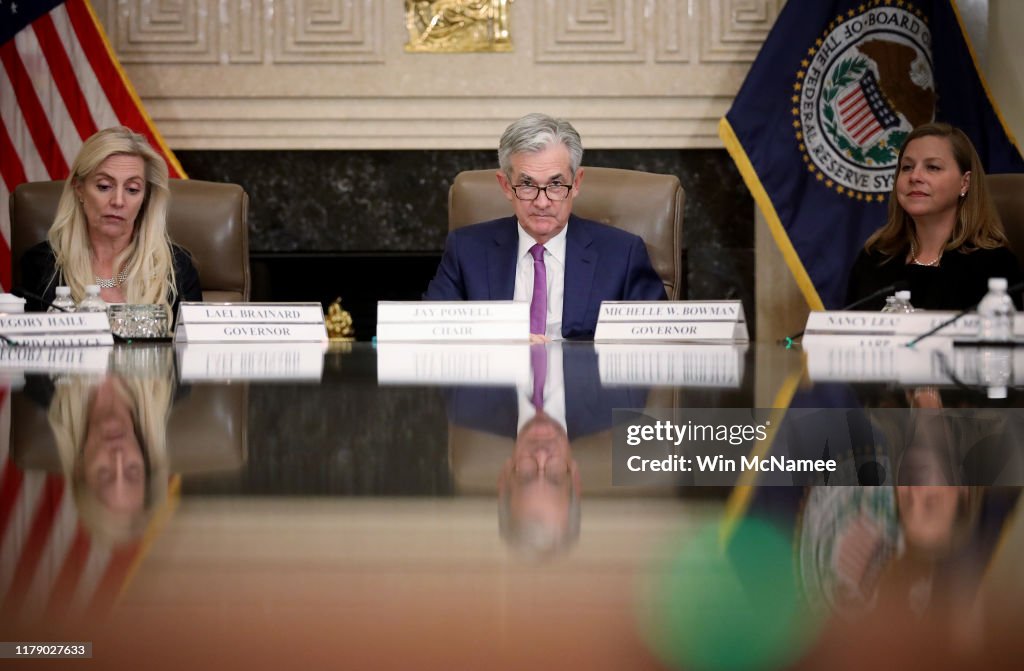 Federal Reserve Board Chairman Jerome Powell Speaks At "Fed Listens" Event
