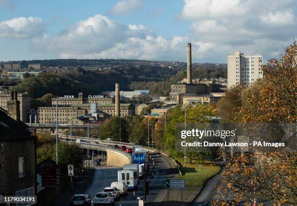 General view of Halifax in Yorkshire, as a think tank says the Conservatives will have to target traditional Labour voters from regional towns in...