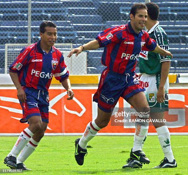 Atlante's Jose Manuel Abundis celebrates his goal against Leon during a winter tournament on August 25, 2001 in Mexico City's Cruz Azul Stadium. Jose...
