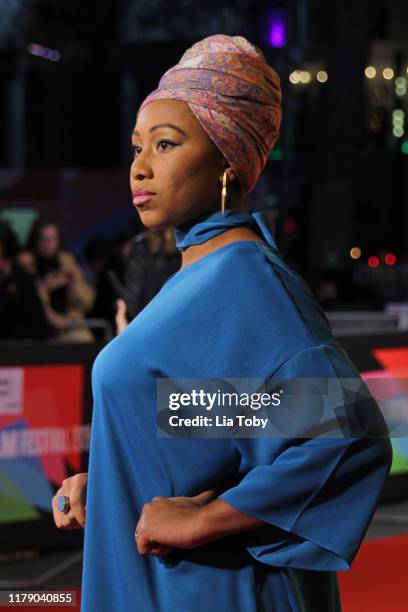 Yassmin Abdel-Magied attends the "Bacurau" UK Premiere during the 63rd BFI London Film Festival at Odeon Luxe Leicester Square on October 04, 2019 in...