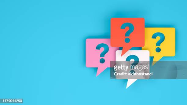 question mark on speech bubble - voice search stock illustrations