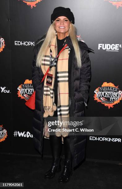 Kerry Katona attends Shocktober Fest 2019 at Tully's Farm on October 04, 2019 in Crawley, England.