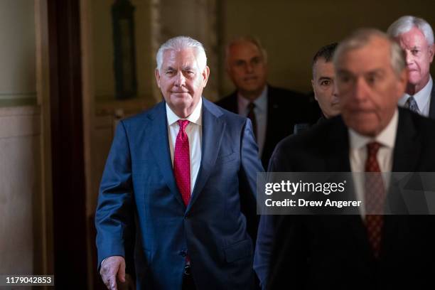 Former Exxon CEO and former U.S. Secretary of State Rex Tillerson leaves New York Supreme Court on October 30, 2019 in New York City. Tillerson...