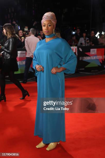 Yassmin Abdel-Magied attends the "Bacurau" UK Premiere during the 63rd BFI London Film Festival at Odeon Luxe Leicester Square on October 04, 2019 in...