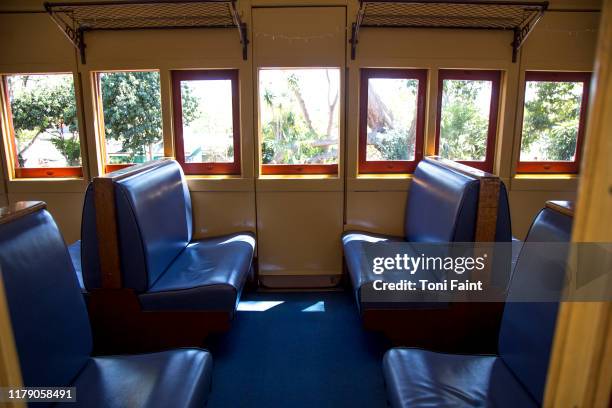 inside of an old train carriage - railroad car ストックフォトと画像