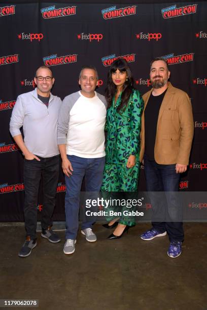 James Murray, Joseph Gatto, Jameela Jamil, and Brian Q Quinn attend the "Impractical Jokers: From Staten Island to the Misery Index and Beyond" Panel...
