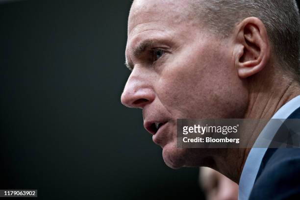 Dennis Muilenburg, chief executive officer of Boeing Co., speaks during a House Transportation and Infrastructure Committee hearing in Washington,...