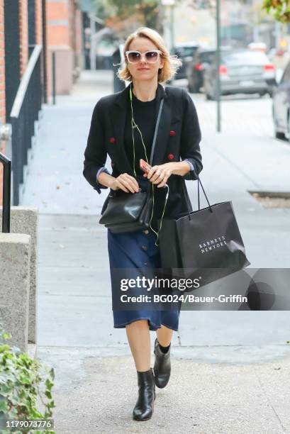 Naomi Watts is seen on October 30, 2019 in New York City.