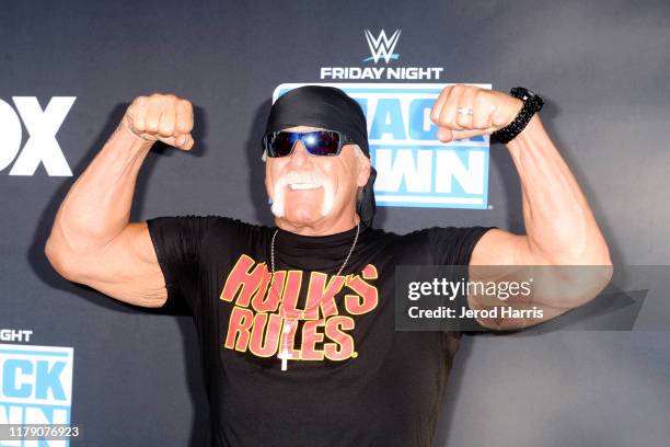 Hulk Hogan attends WWE 20th Anniversary Celebration Marking Premiere of WWE Friday Night SmackDown on FOX at Staples Center on October 04, 2019 in...