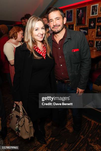 Victoria Coren Mitchell and Giles Coren attend the press night performance of "God's Dice" at The Soho Theatre on October 30, 2019 in London, England.