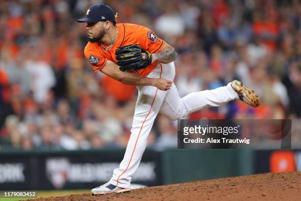 Roberto Osuna of the Houston Astros pitches in the seventh inning during Game 7 of the 2019 World Series between the Washington Nationals and the...