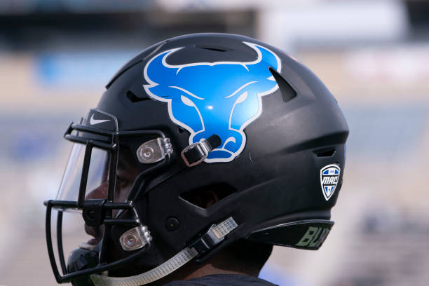 The Buffalo Bulls helmet during the first quarter of the game between the Central Michigan Chippewas and the Buffalo Bulls on October 26 at UB...