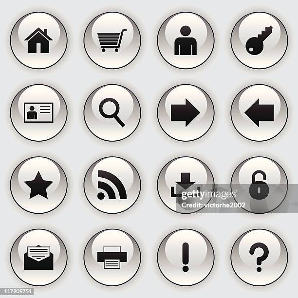 glass button icons - web - email layout stock illustrations