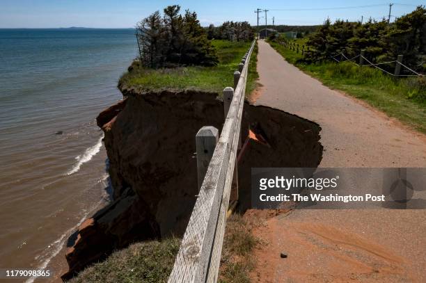 Part of a bike path damaged by erosion in Magdalen Islands, Quebec on June 19, 2019. The islands are warming at about twice the global average. Once...