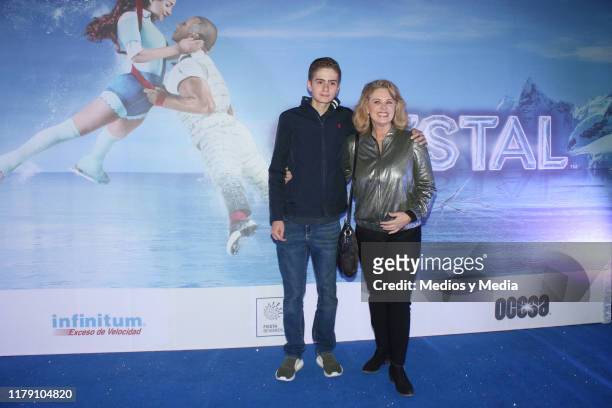 Nicolas Buenfil and Erika Buenfil poses for photos at the red carpet before the Cirque Du Soleil show 'CRYSTAL' at Palacio de Los Deportes on October...