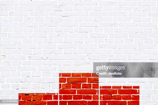 rot und weiß farbe ziegelmuster mit einem siegerpodest auf einer weißen wand gemalt, textur grunge hintergrund vektor-illustration - graffiti on brick wall stock-grafiken, -clipart, -cartoons und -symbole