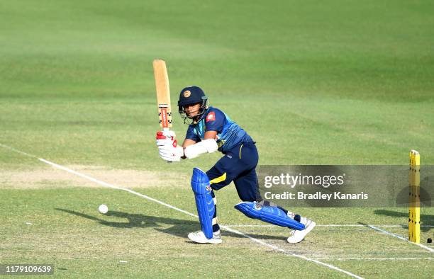 Shashikala Siriwardena of Sri Lanka plays a shot during game one of the Women's One Day International series between Australia and Sri Lanka at Allan...