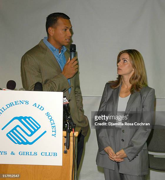 Alex Rodriguez and Cynthia Rodriguez during Alex Rodriguez and Cynthia Rodriguez Donate $200,000 to The Children's Aid Society at Salome Urena Middle...