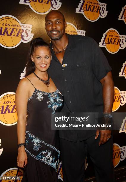 Karl Malone and wife Kay during The Los Angeles Lakers Welcome Their Two New All-Star Players Karl Malone and Gary Payton - Arrivals at Lucky Strike...