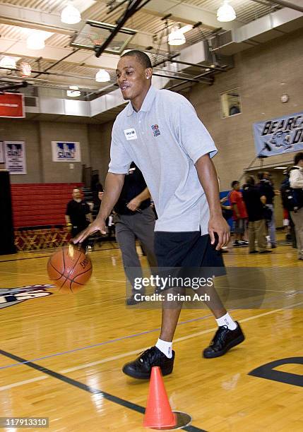 Randy Foye during Top 2006 NBA Draft Prospects Take Part in Jr. NBA/JR. WNBA Fitness Clinic with Kids at Baruch College - June 27, 2006 at Baruch...