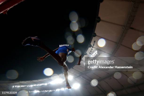 Avinash Sable of India clears the water jump in the Men's 3000 metres Steeplechase final during day eight of 17th IAAF World Athletics Championships...