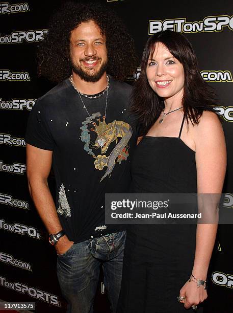 Joe Reitman and Annie Duke during 2005 BosPoker.com Celebrity Poker Tournament - Arrivals at Private Residence in Beverly Hills, California, United...