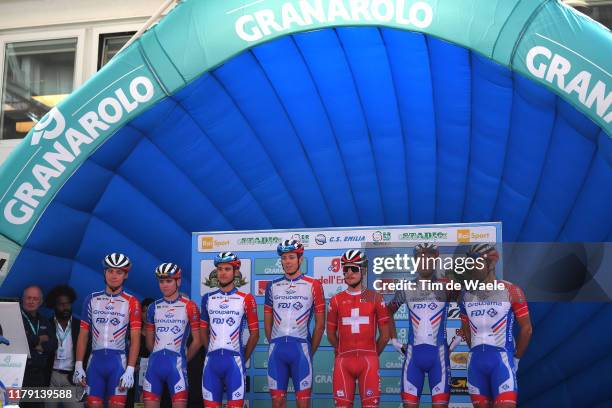 Start / Podium / William Bonnet of France and Team Groupama - FDJ / David Gaudu of France and Team Groupama - FDJ / Valentin Madouas of France and...
