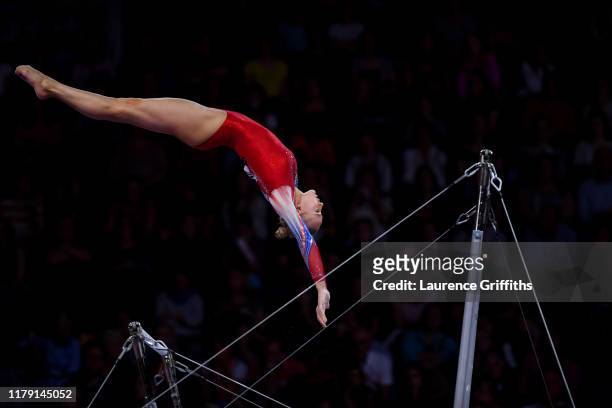 Sanne Wevers of Netherlands competes on Uneven Bars during Women's Qualification on Day 2 of the FIG Artistic Gymnastics World Championships on...