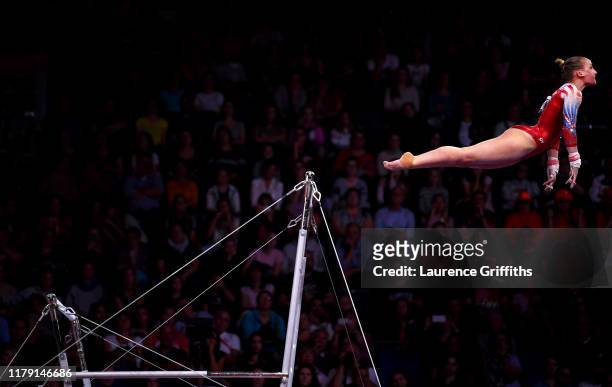 Sanne Wevers of Netherlands competes on Uneven Bars during Women's Qualification on Day 2 of the FIG Artistic Gymnastics World Championships on...