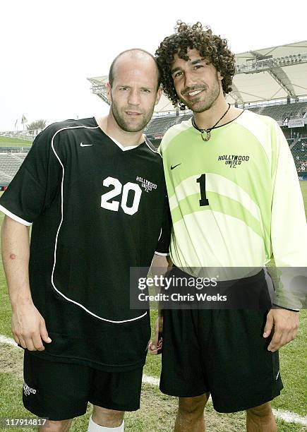 Jason Statham and Ethan Zohn during Hollywood United Celebrity Soccer Match Benefitting GrassRoots Soccer at Home Depot Center in Carson, California,...