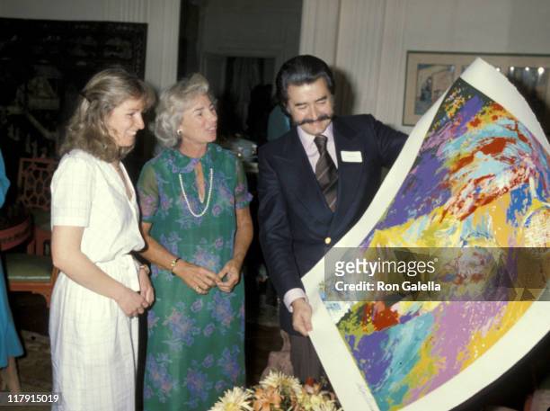 Courtney Kennedy, Ethel Kennedy, and Leroy Neiman during 8th Annual RFK Pro-Celebrity Tennis Tournament Cocktail Party at Home of Pat Lawford in New...