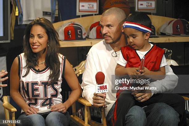 Jason Kid and Son TJ during The NBA Store on 5th Ave. Celebrates 5th Anniversary with NBA All-Star Jason Kidd at NBA Store 5th Ave in New York City,...