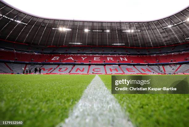 General view inside the stadium prior to the Bundesliga match between FC Bayern Muenchen and TSG 1899 Hoffenheim at Allianz Arena on October 05, 2019...