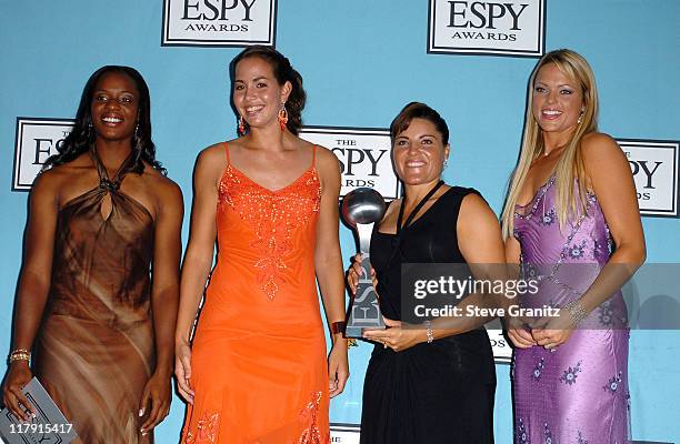 Natasha Watley, Lisa Fernandez, Cat Osterman and Jennie Finch of the U.S. Women's Softball Team, which won Best Female Olympic Performance