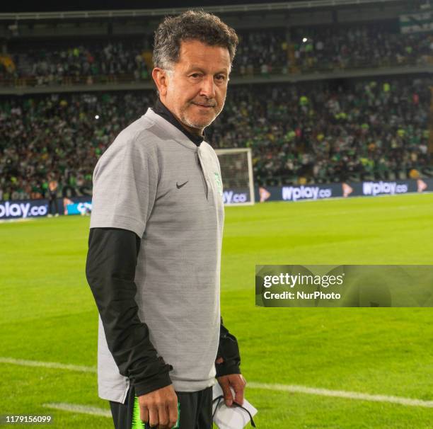 Juan Carlos Osorio coach of the Atletico Nacional during a match between Independiente Santa Fe and Atletico National as part of the Torneo Clausura...