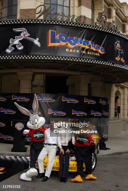 Jeff Gordon and Jenna Elfman during Jeff Gordon and Jenna Elfman Team Up to Unveil a Race Car, Pace Car and Spy Car at Warner Bros. Studios in...