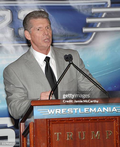 Chairman Vince McMahon during Donald Trump and WWE News Conference for WrestleMania 23 - March 28, 2007 at Trump Tower in New York City, New York,...