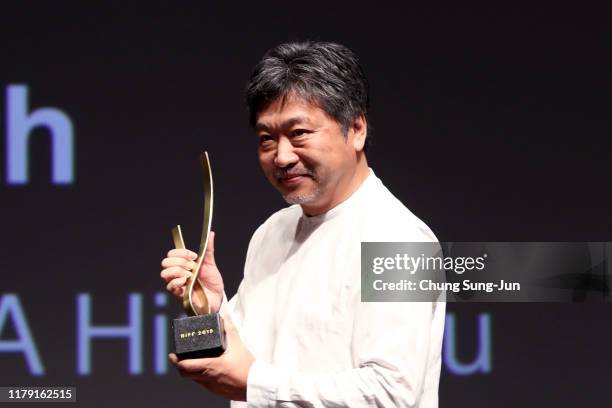 Director Hirokazu Koreeda, attends the Asian Filmmakers of the Year ceremony before a screening 'The Truth' at the Bisan Cinema Center during the day...