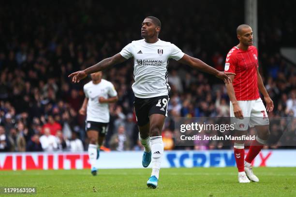 Ivan Cavaleiro of Fulham celebrates scoring his sides first goal during the Sky Bet Championship match between Fulham and Charlton Athletic at Craven...