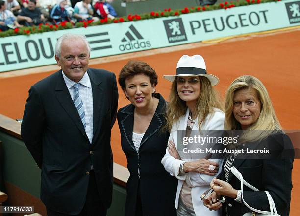 Roseline Bachelot and Christian Bimes and Cyrielle claire attend the woman semi-finale of Roland Garros in Paris, France on June 07,2007.