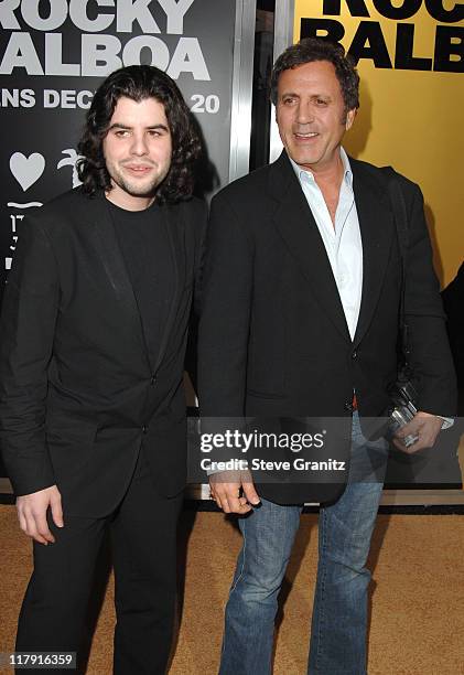 Sage Stallone and Frank Stallone during "Rocky Balboa" World Premiere - Arrivals at Grauman's Chinese Theatre in Hollywood, California, United States.