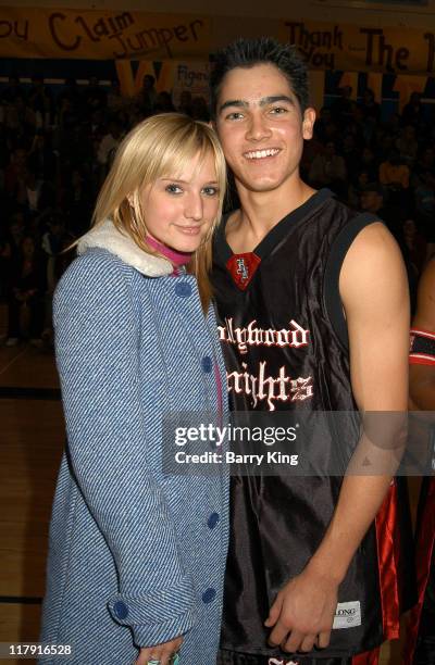 Ashlee Simpson and Tyler Hoechlin during Hollywood Knights Charity Basketball Game at Walnut High School in Walnut, California, United States.