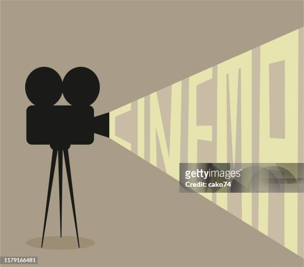 movie projector and cinema text - film and television screening stock illustrations