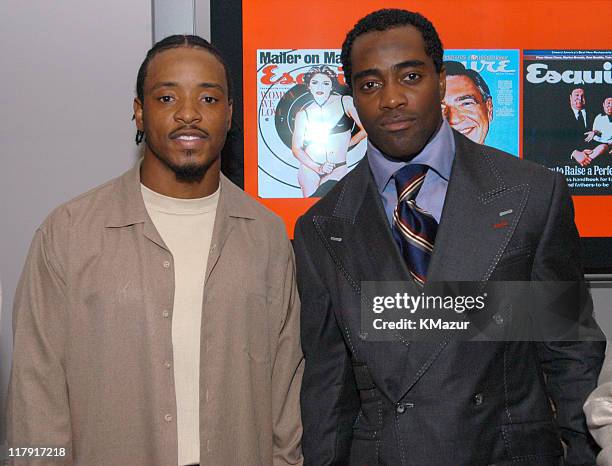 Santana Moss and Curtis Martin of the NY Jets during "New York Sports Night" at the Esquire Apartment at The Esquire Apartment in New York City, New...