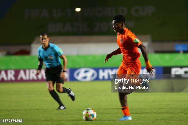 Jayden Braaf of Netherlands during the FIFA U-17 World Cup Brazil 2019 group D match between Netherlands and Senegal at Estadio Kleber Andrade on...