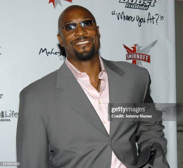 Alonzo Mourning of the New Jersey Nets during Free Presents Break!Celebrity Pool Tournament 2004 - Arrivals at Slate in New York City, New York,...