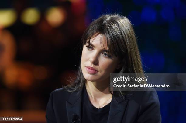 Charlotte Casiraghi attends the tv show "Le Parole della Settimana" on October 06, 2019 in Milan, Italy.