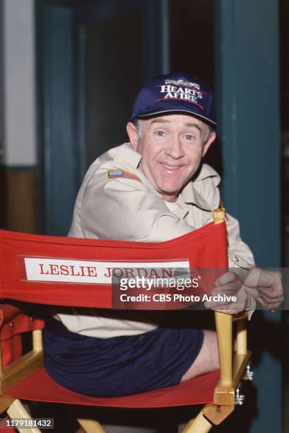 Cast member Leslie Jordan in an off camera moment on the CBS television network series, "Hearts Afire."