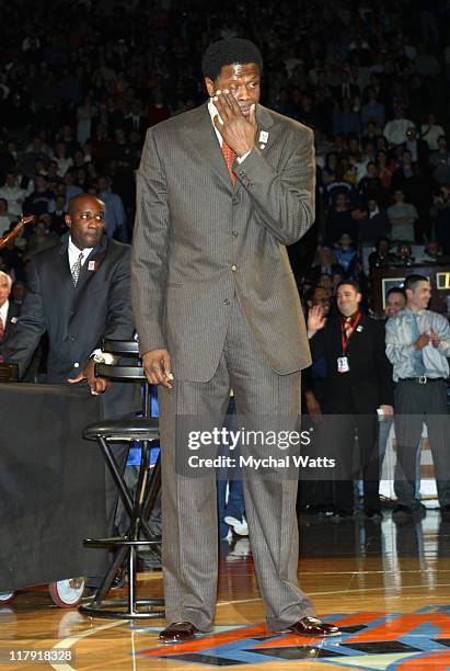 Patrick Ewing during Patrick Ewing's Jersey Joins Other Knicks Greats in the Rafters of Madison Square Garden at Madison Square Garden in New York...